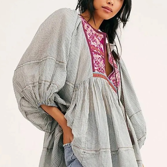 Free People Tangier Embroidered Stripe Tunic - Picture 4 of 11
